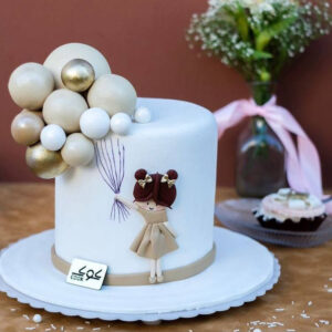 خرید هدیه تولد نوزاد (کیک وانیلی با طرح بادکنک)