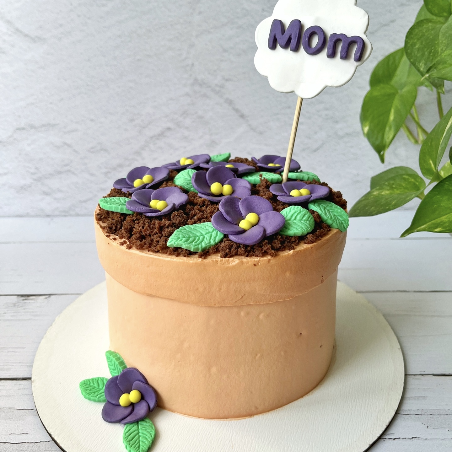 کیک گلدان بنفشه